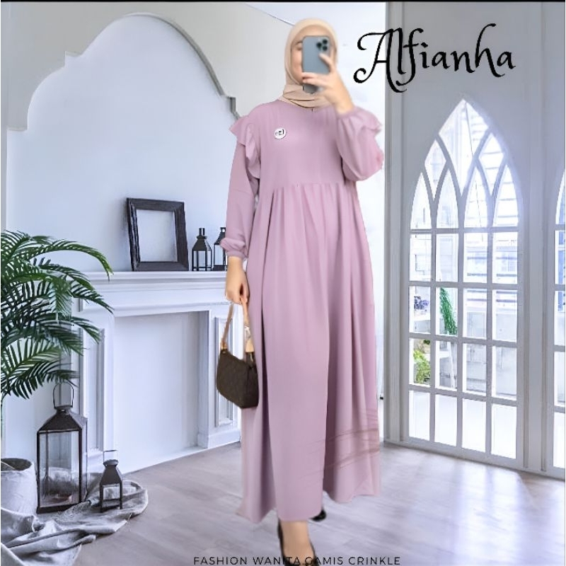 Alfianha Midi Dres Crinkle Airflow Premium