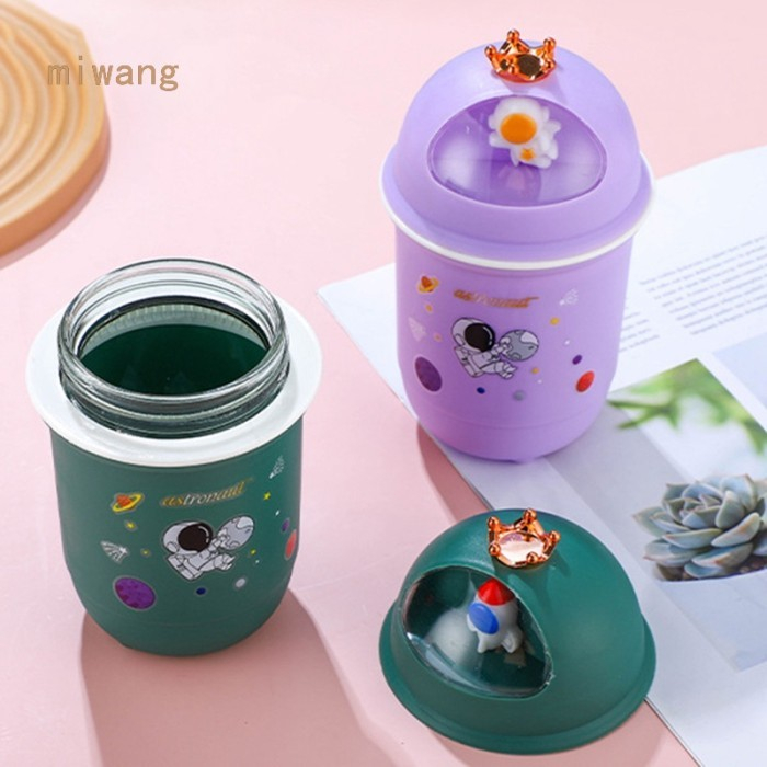 LT- ASTRONOT - Botol Minum Kaca Portable Motif Kartun Astronot Botol Kaca Lucu