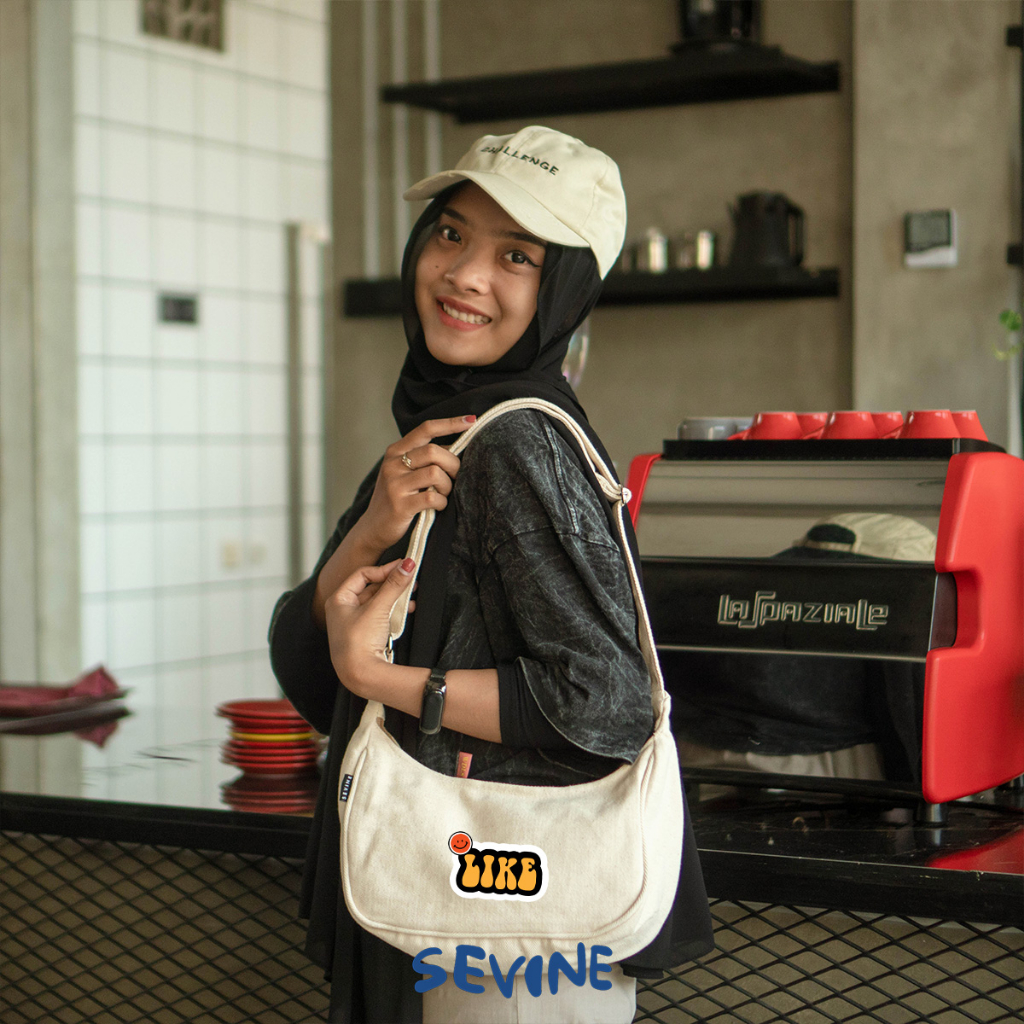 Sevine Luna Sling Bag Tas Selempang Wanita Tas Wanita Kuliah Kanvas Resleting Shoulder Bag Hand Bag - SLE