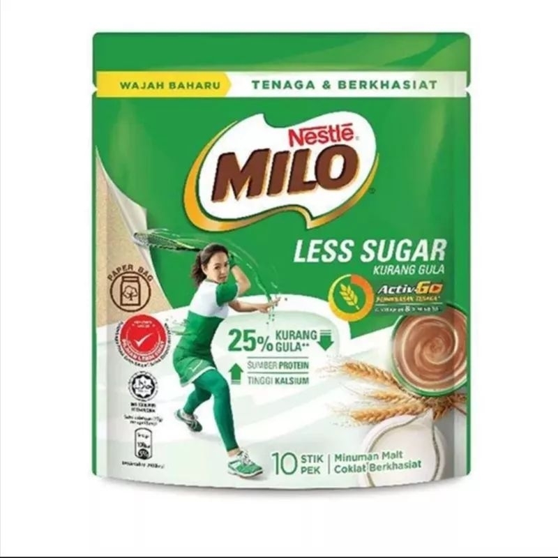 

nestle milo less sugar active go malaysia isi 10 sachet