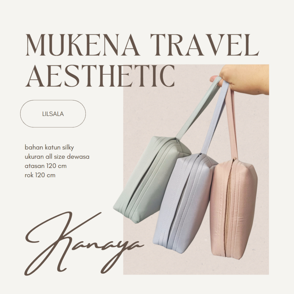 [KANAYA] Mukena Travel Kanaya Polos Free Pouch Praktis Travelling Katun Dewasa
