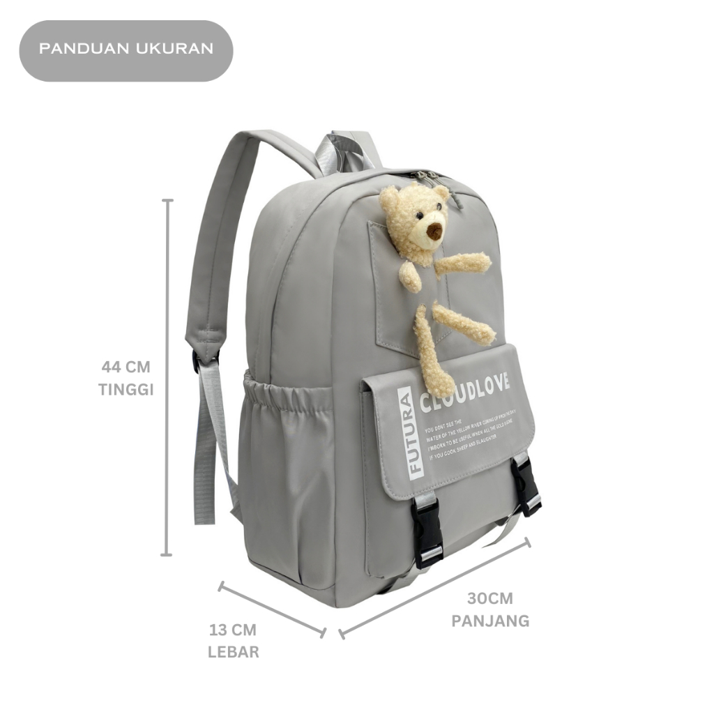 Tas Ransel Sekolah CLOUDS' LOVE 98095 Backpack Remaja Muat Laptop 16inch Bahan Anti Air WATCHKITE WKOS