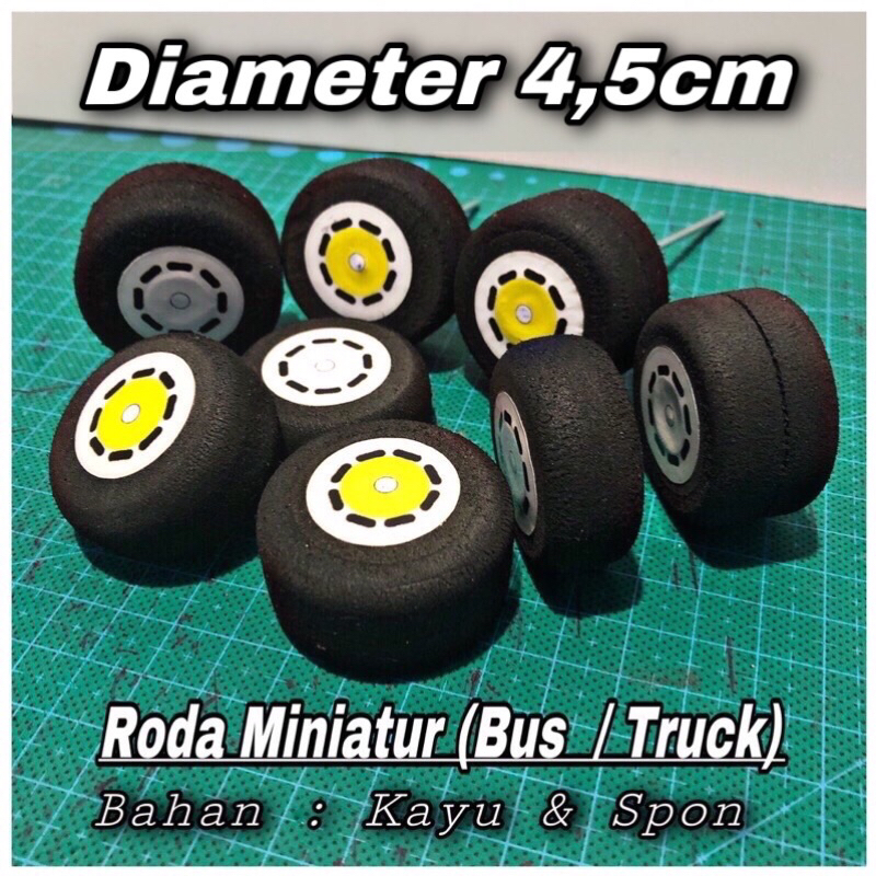 Roda Miniatur Truk dan Bus Diameter 4,5cm (1set)