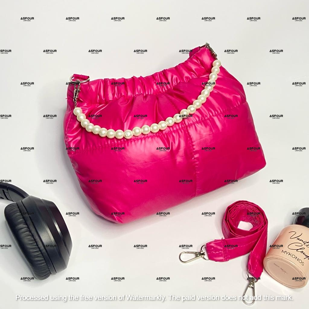 Hellen Bag Tas Wanita Serut Mutiara Tas Hand Bag Sling Bag PArasut PVC Puffy