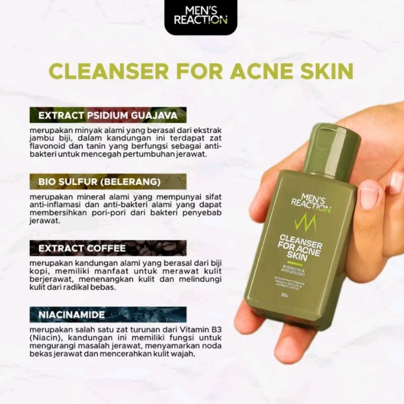 MEN'S REACTION FACIAL WASH CLEANSER FOR ACNE SKIN