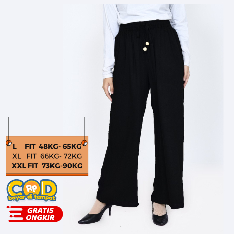 Celana Kulot Katun Muslim Wanita Panjang 100 cm Fit: XXL Lezahrasignature Kulot Ria