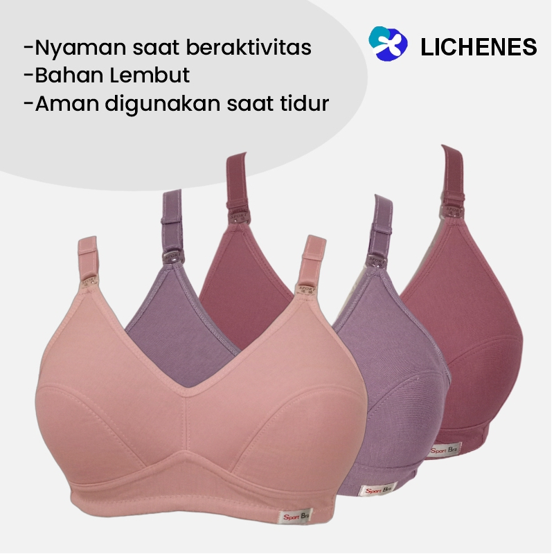 LICHENES - Bra Sport Busa Tipis Tanpa Kawat Size 34-50 BH DEWASA  1 Lusin ( ISI 12 )