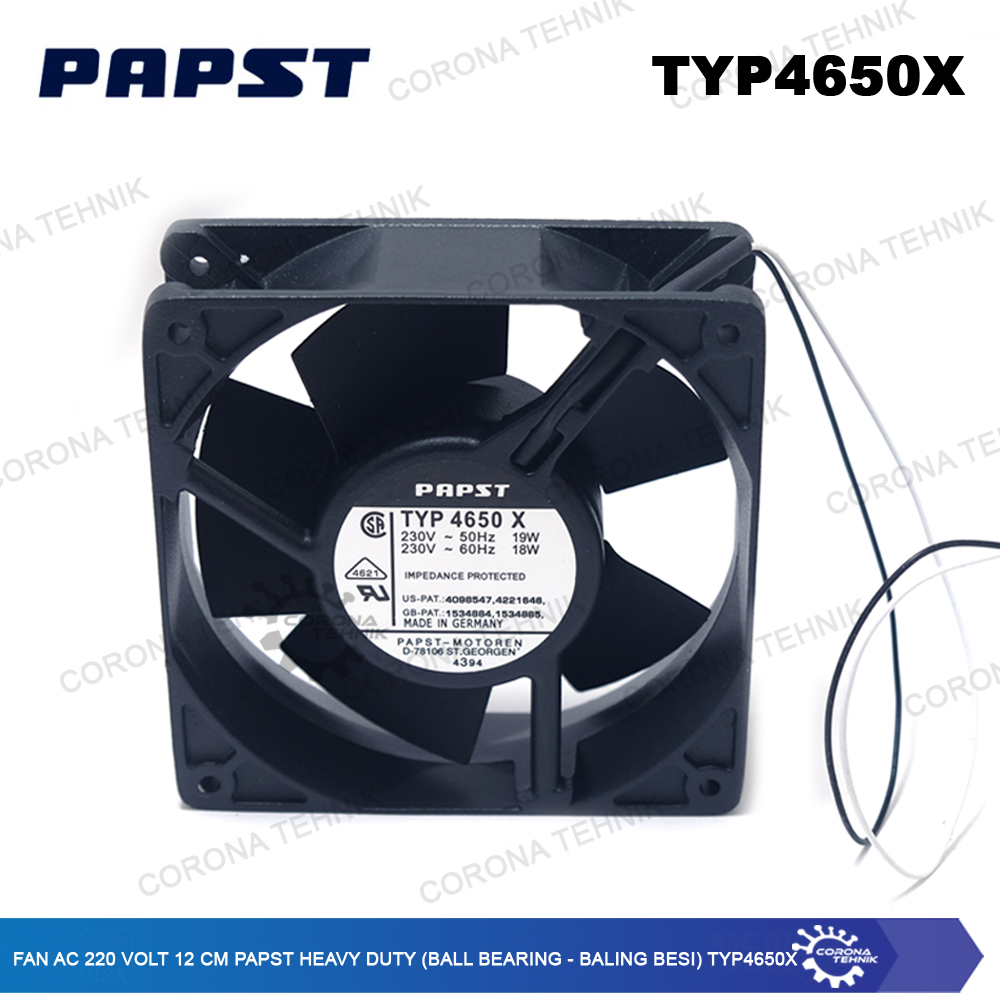 Fan AC 220V 12 cm PAPST Heavy Duty Ball Bearing Baling Besi TYP4650X