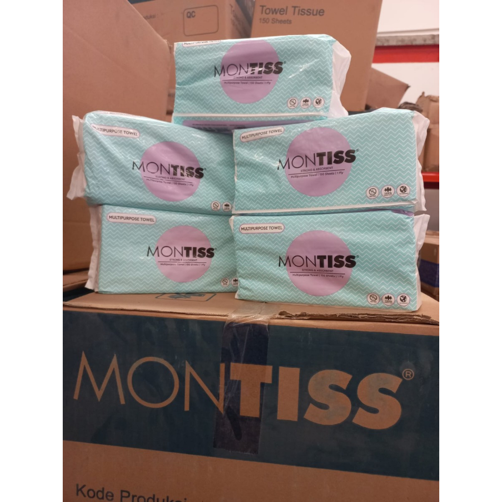 Tisu Montiss 150s / Hand Towel Tissue 150 Sheets 1 Ply Lembut