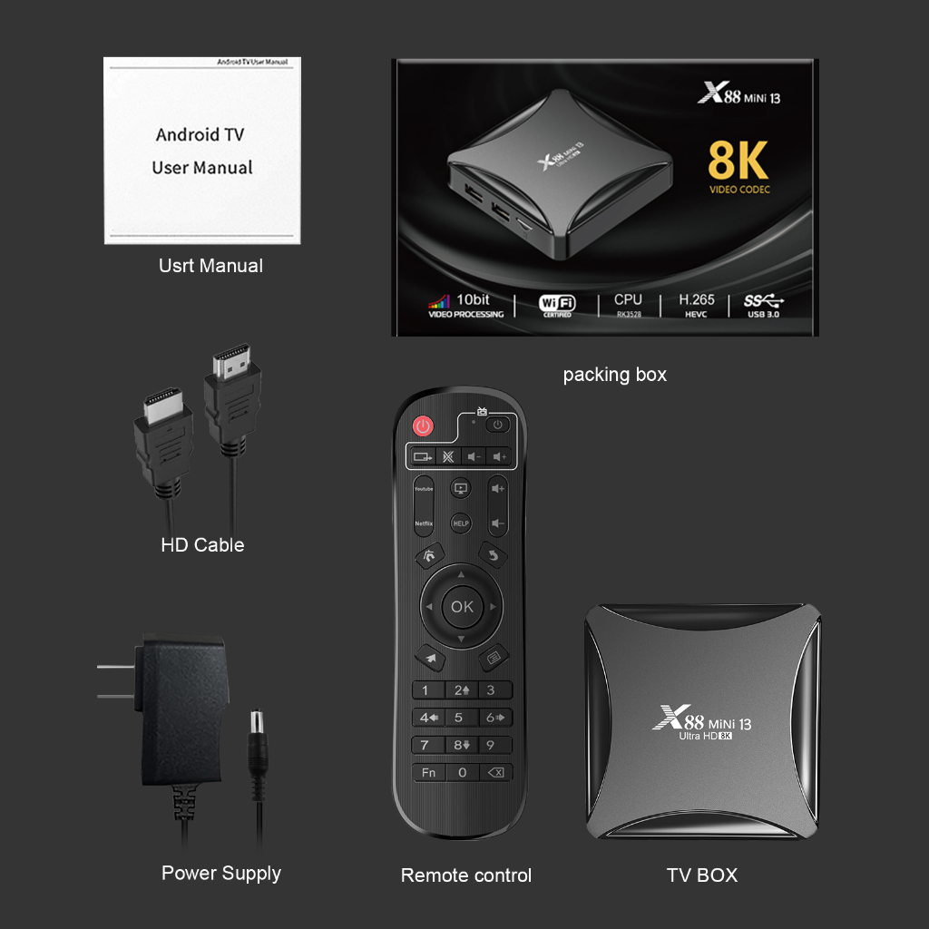 TV BOX ANDROID 13 X88 MINI 13 RAM 4GB+32GB WIFI DUAL BAND