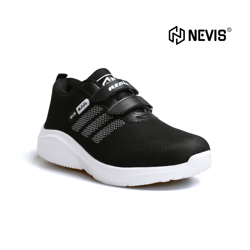 NEVIS Sepatu Anak Sekolah Laki Laki Perempuan Husky Sneakers Perekat Ruuning Sport Fashion Hitam 31-