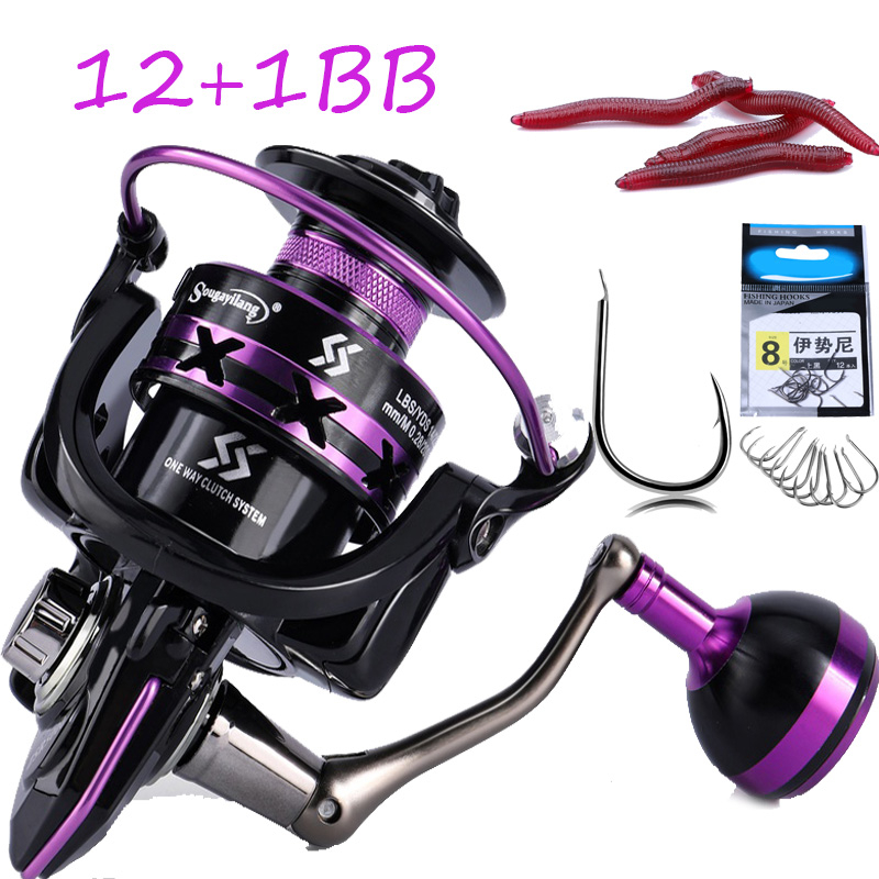 Reel Pancing Memancing Rasio Gear 5.2:1 Max Drag 5-10KG Joran Pancing 2000-5000 Bahan Metal Untuk Air Laut Fishing reel Alat Pancingan