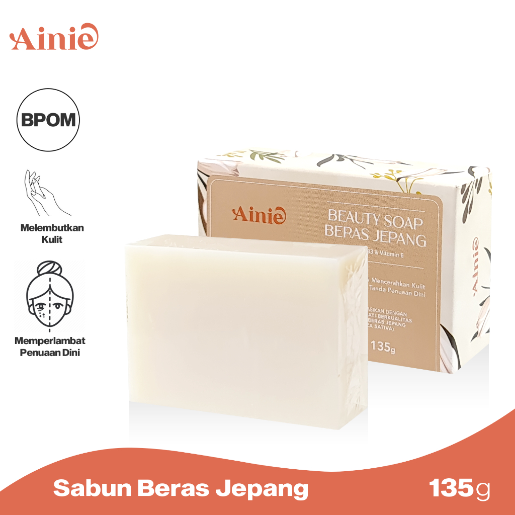 Ainie Sabun Mandi Beras Jepang 135 Gr Beauty Soap Japanese Rice Soap Mencerahkan Kulit Hol