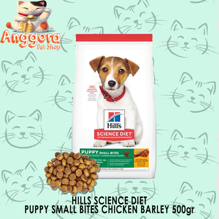 Makanan Anjing HILLS SCIENCE DIET Puppy Small bites Chicken meal &amp; Barley 500gr