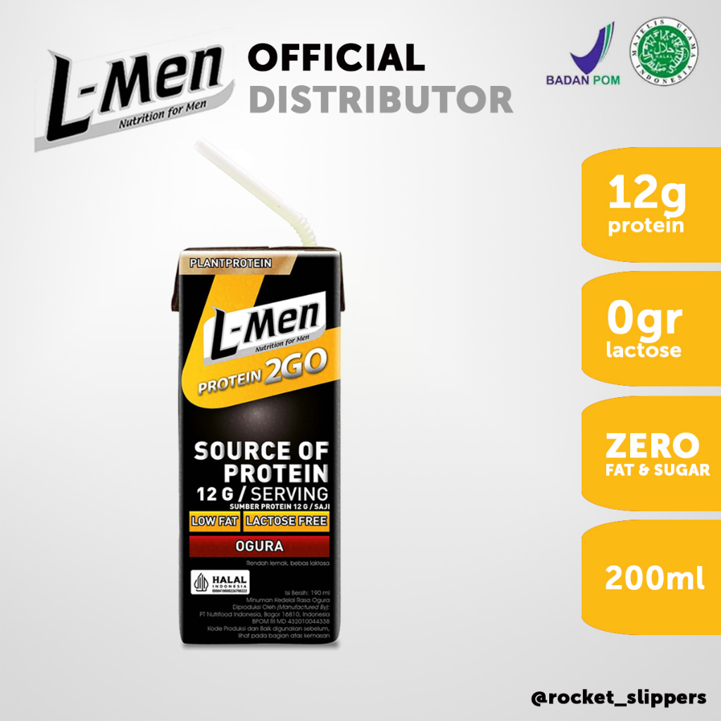 L-Men 2 Go Plant Protein Rasa Ogura (Kacang Merah) &amp; Chocolate / Coklat 1 pcs 200 ml Minuman Susu Low Fat Tinggi Protein