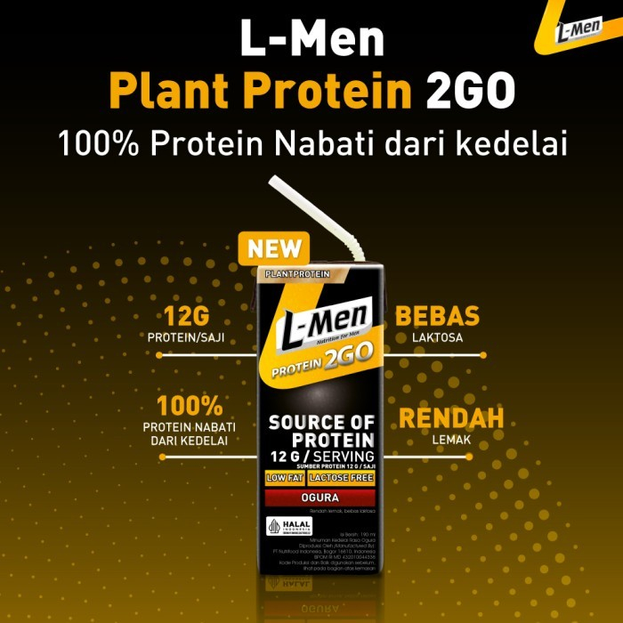 L-Men 2 Go Plant Protein Rasa Ogura (Kacang Merah) &amp; Chocolate / Coklat 1 pcs 200 ml Minuman Susu Low Fat Tinggi Protein