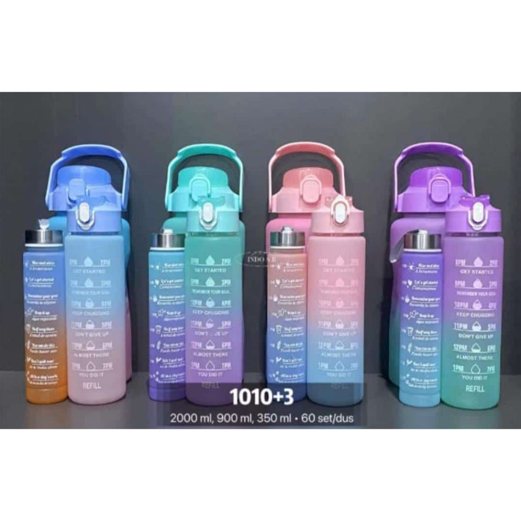 [ Cinicini ] Botol Viral Gradasi 3in1 1 Set 2Liter + 900ml + 350ml Free Stiker 3D