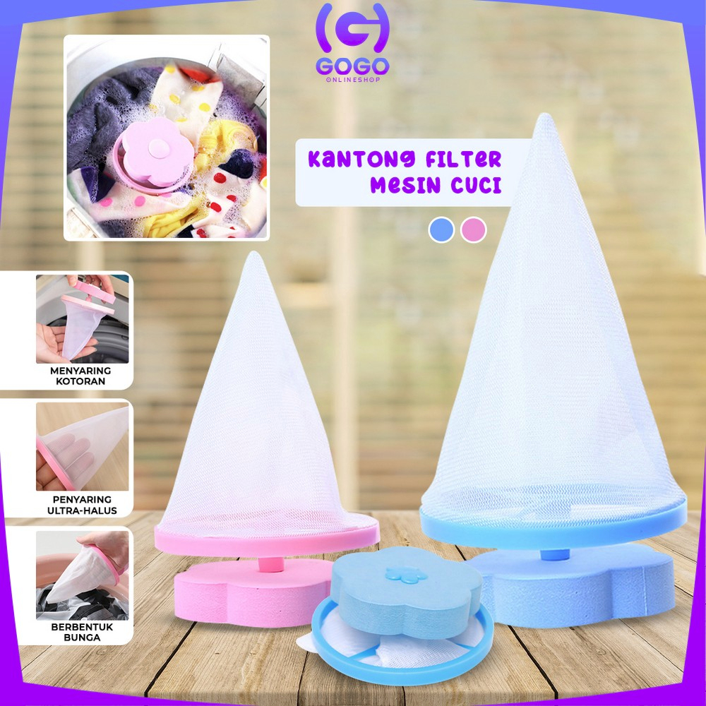 GOGO-C857 Kantong Filter Mesin Cuci Motif Bunga Laundry Bag Penyaring Kotoran Saringan Filter / Kantong Jaring Laundry Mesh Bag Filter Pembersih Pakaian