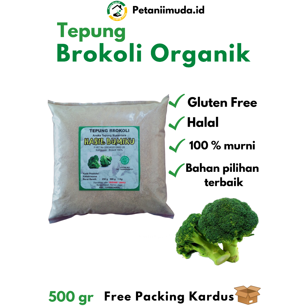 

Tepung Brokoli Organik kemasan 500 gram