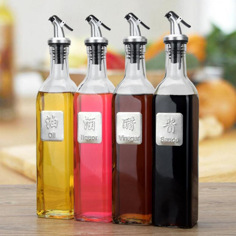 Oil Bottle Pourer Botol Minyak Goreng Kaca Kecap Cuka Zaitun Olive Set