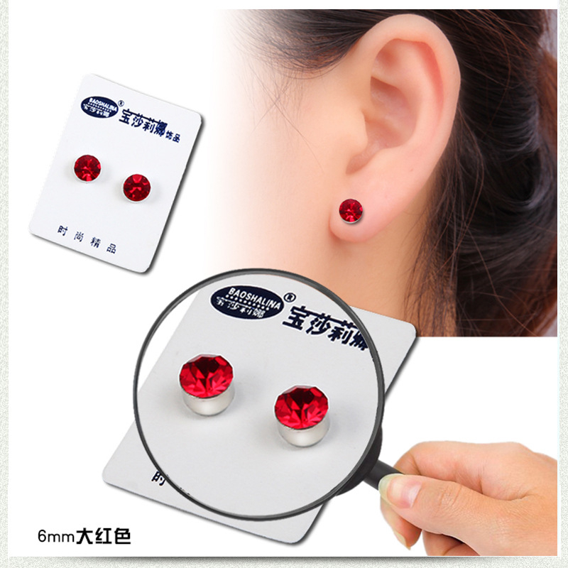 Anting berlian berwarna magnet tanpa anting tindik, magnet magnet kuat, anting stud palsu untuk anak laki-laki dan perempuan Klip telinga wanita tanpa zirkon tindik kancing telinga klip tulang telinga sederhana untuk pria