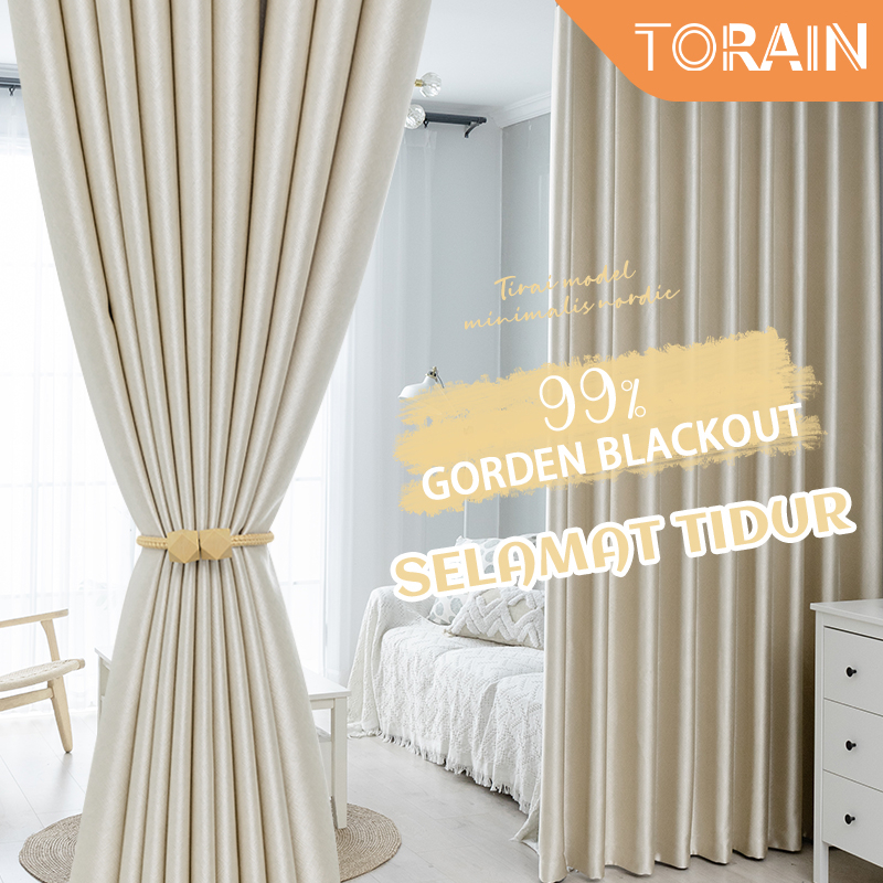 TORAIN Gorden Blackout Import Praha Warna Polos Gorden Kamar Tidur Tirai Isolasi Termal Sederhana Kualitas impor Kelas Atas