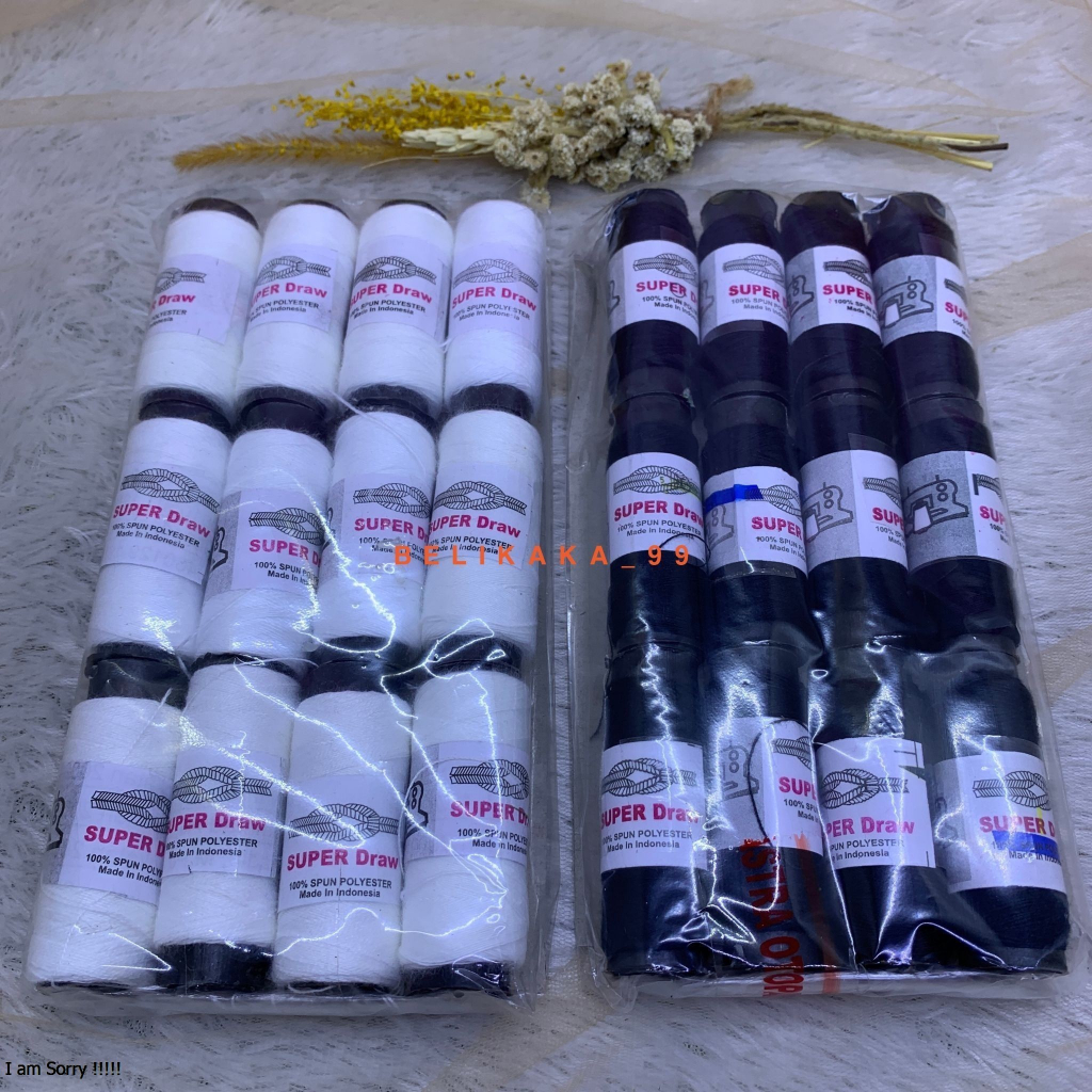 (12 PCS) BENANG JAHIT BESAR PAK ISI 12 PCS WARNA PUTIH HITAM CAMPUR WARNA / BENANG JAHIT HITAM / BENANG JAHIT PUTIH / BENANG JAHIT WARNA / BENANG JAHIT PAK AN / BENANG JAHIT ISI 12 PCS / BENANG ISI 12 PCS