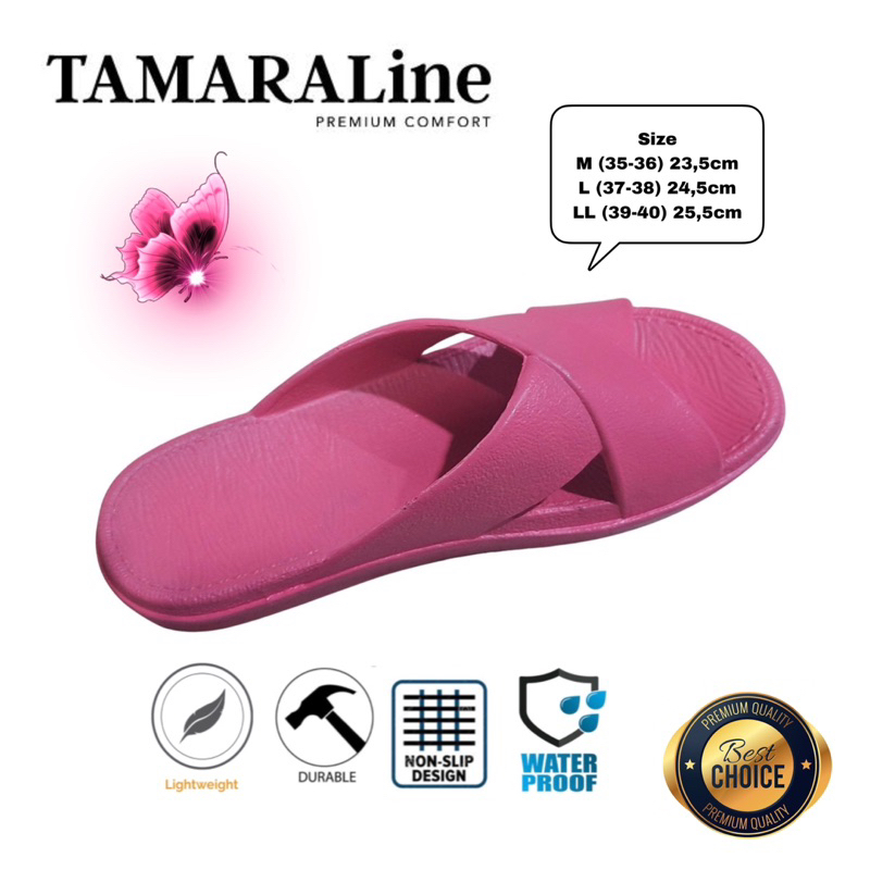 Sandal Selop Karet Casual Wanita Dewasa Remaja Anti Air Licin Slip Premium Lentur Empuk Ringan Santai Rumah Taman Kamar Mandi Indoor Outdoor Murah Promo TamaraLine 227W