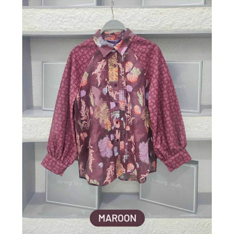 BENANG JARUM X THE LITTLE MERMAID BJ X THE LITTLE MERMAID DISNEY AQUARIELLE RAGLAN SHIRT MAROON