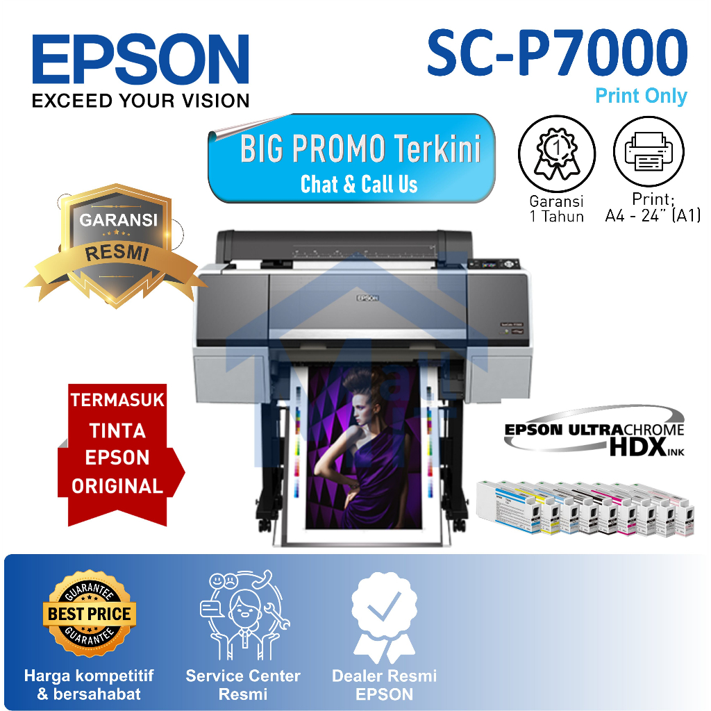 PRINTER EPSON SURECOLOR SC- P7000 SCP7000 11 TINTA PRINTER FOTO A1 24&quot;