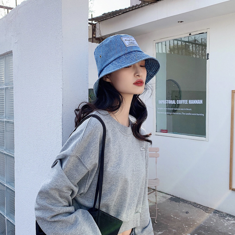 Caliloops Topi Bucket Hat Denim Jeans Wanita Korea Premium Lebar Garet