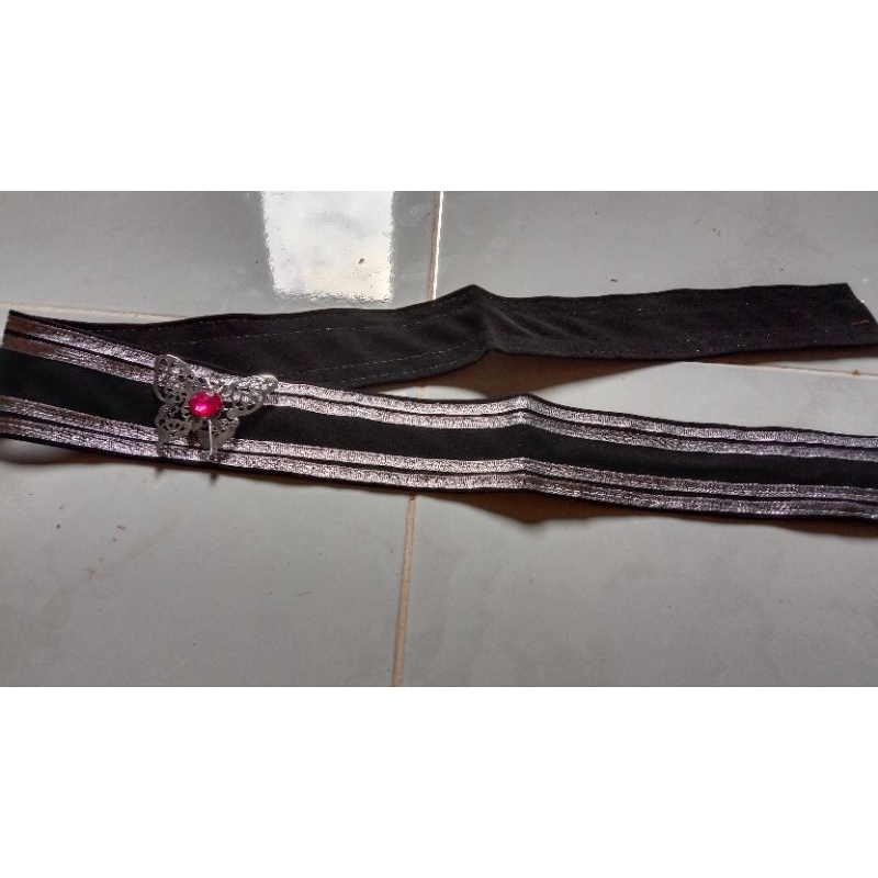 Obi kebaya_hitam list silver