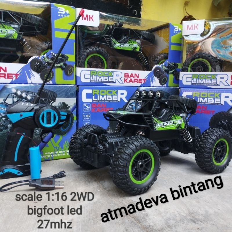 MAINAN MOBIL REMOTE RC OFFROAD SUPER CLIMBING SCALE 1:20 2WD BATRE CASH / RC BIGFOOT BODY NYALA LAMPU LED BISA COD BAYAR DI TEMPAT