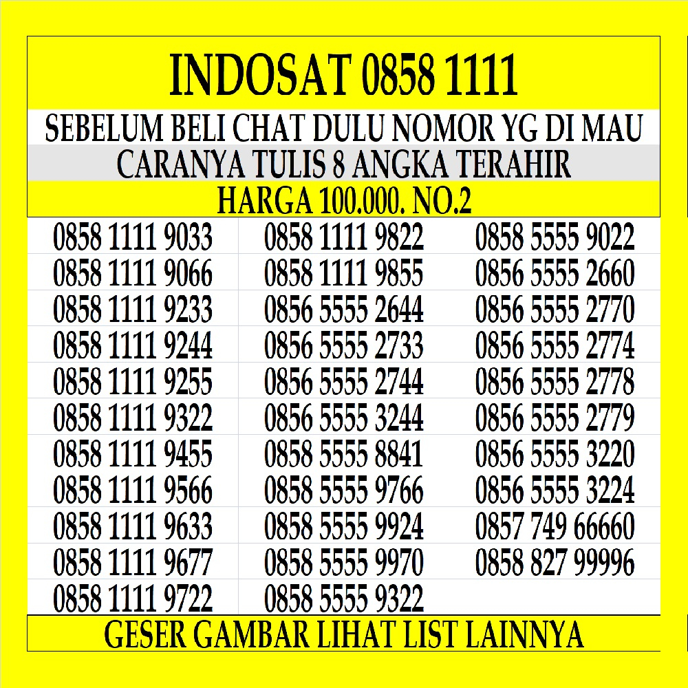 Nomor Cantik Indosat 4G LTE Ooredoo Kartu Perdana Prabayar Nomer IM3