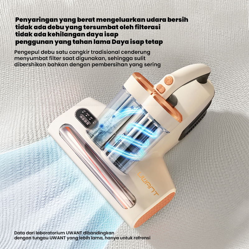 Uwant MT100 Vacuum Cleaner Dust Mite UV-C Double Cup Anti Debu Tungau Kasur Bantal Sofa Boneka Perawatan Rumah Kamar Sinar Ultraviolet LED