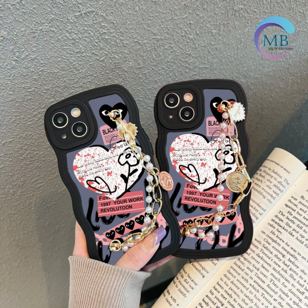 GC44 GC53 CASE CASING SOFTCASE SILIKON WAVY WAVE AESTETHIC RANTAI MUTIARA GRIP FOR REALME C11 C12 C25 30A 50A NARZO 20 C15 C17 7I C20 50I MB8191