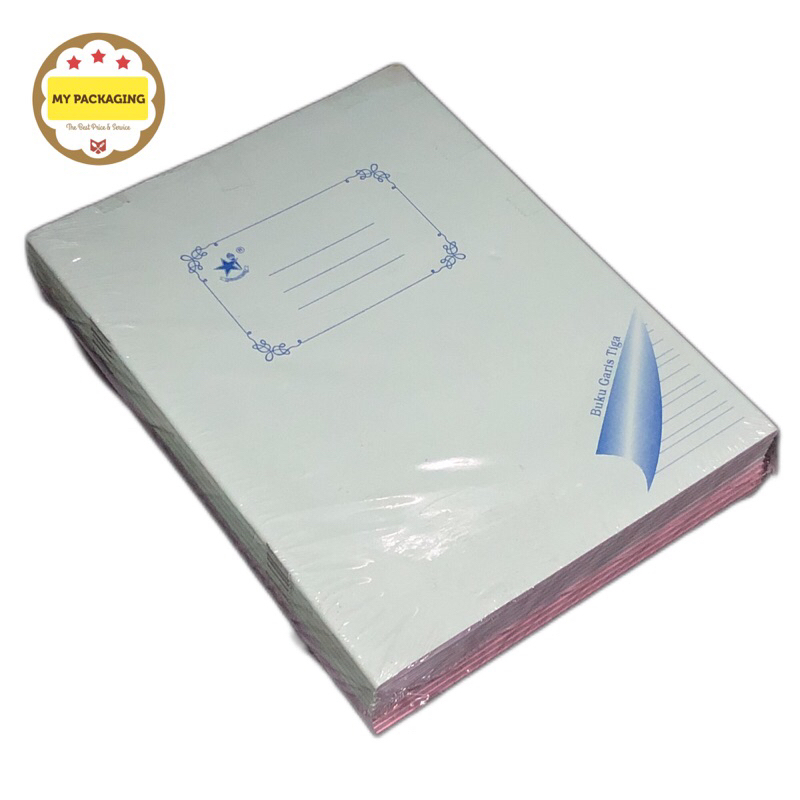 Buku tulis Garis 3 / Garis 5. 38 lembar. Harga per pack isi 10 buku