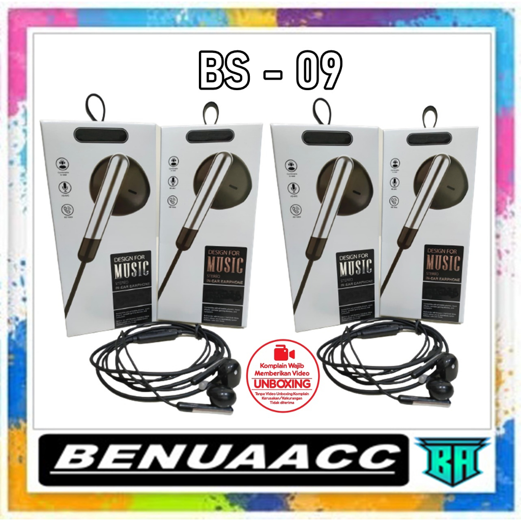 HF HEADSET BS-09 SUARA JERNIH 100% PACK IMPORT