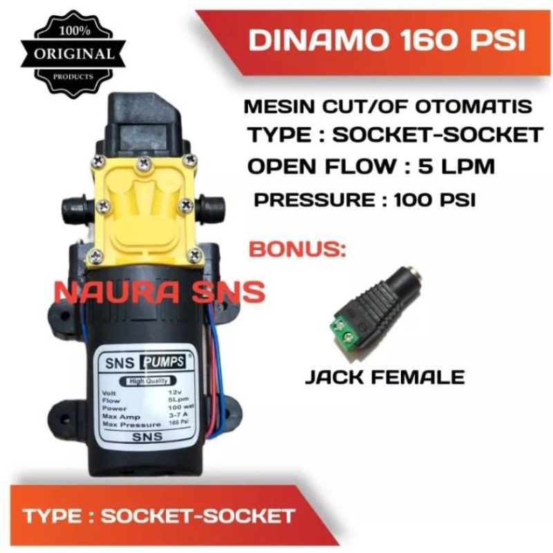 dinamo pompa Dc 12volt 160 PSI 5Lpm