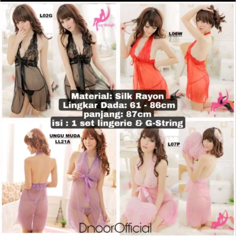 Baju Tidur Dinas Lingerie + G String Wanita All Varian Transparan / Kado Nikah