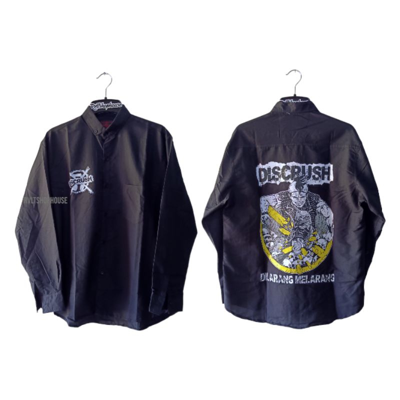 Kemeja Band Punk Discrush Lengan Panjang / Kemeja Punk Kemeja Distro Kemeja Pria