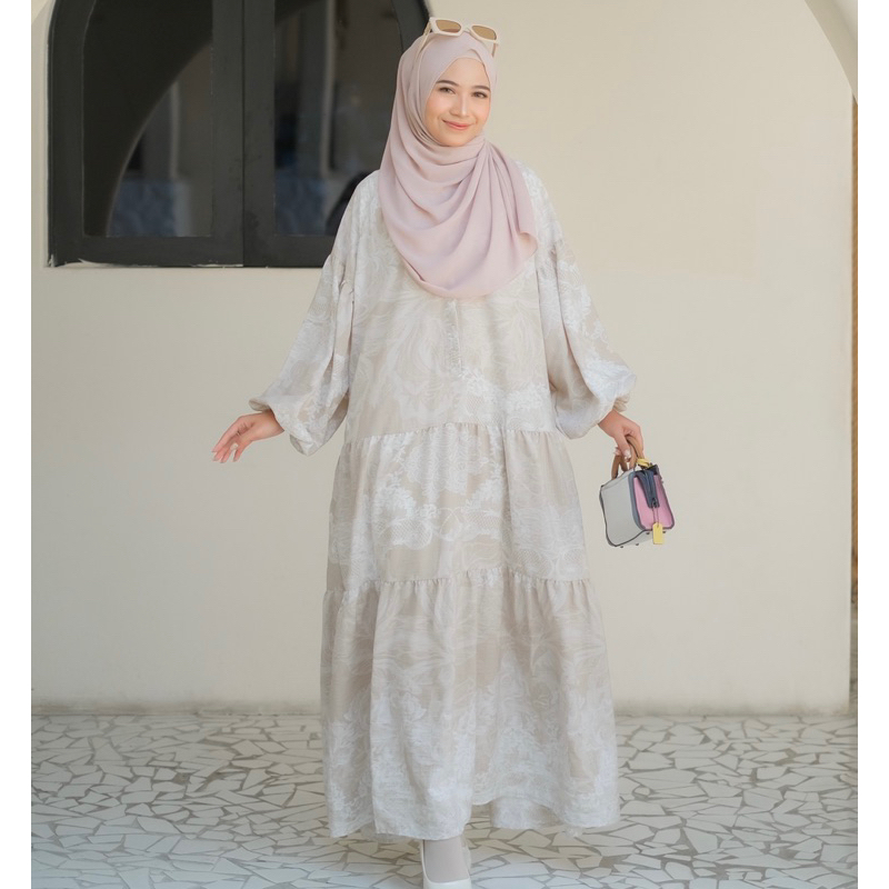 FLORAL DRESS Wanita Fashion Muslim Remaja Ala Korea Busui dan Wudhu Friendly