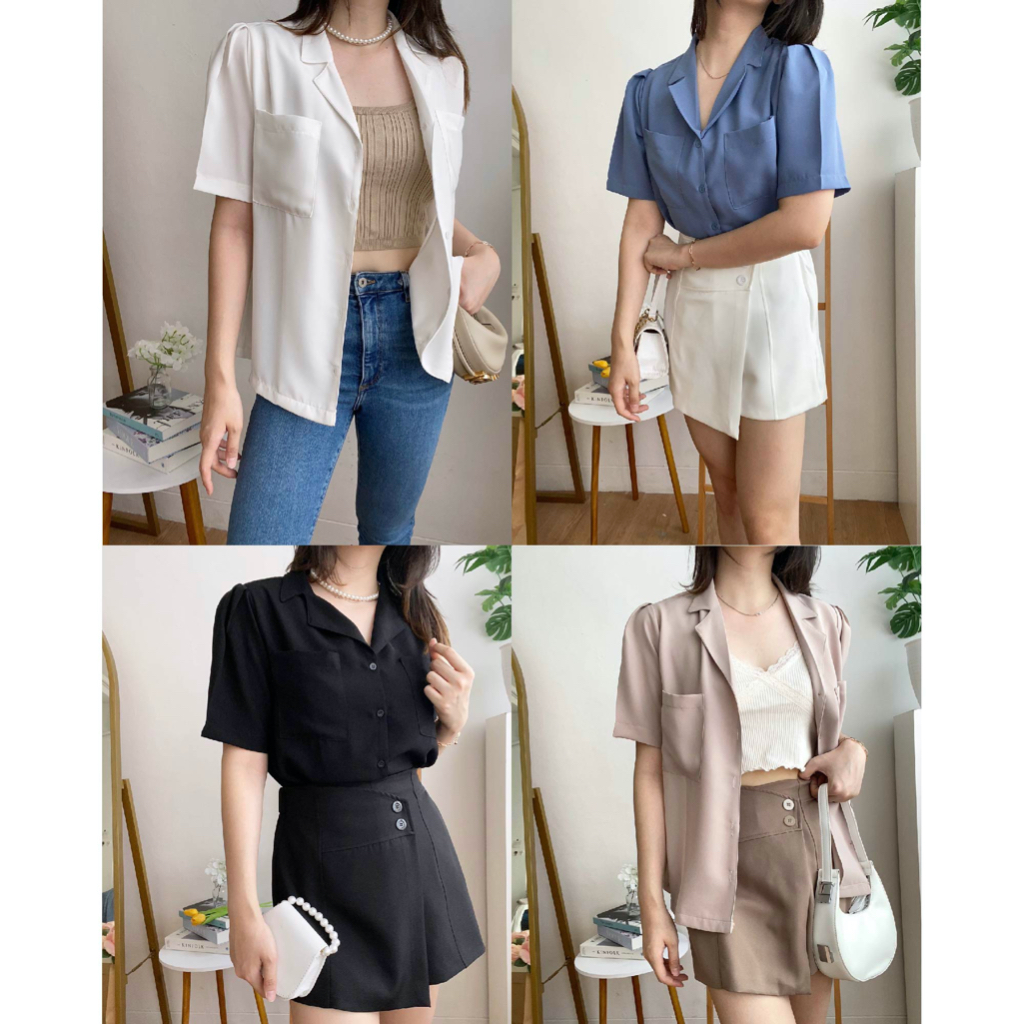 KEYRA TOP/ Kemeja Outer Wanita/ Blazer Lengan Pendek