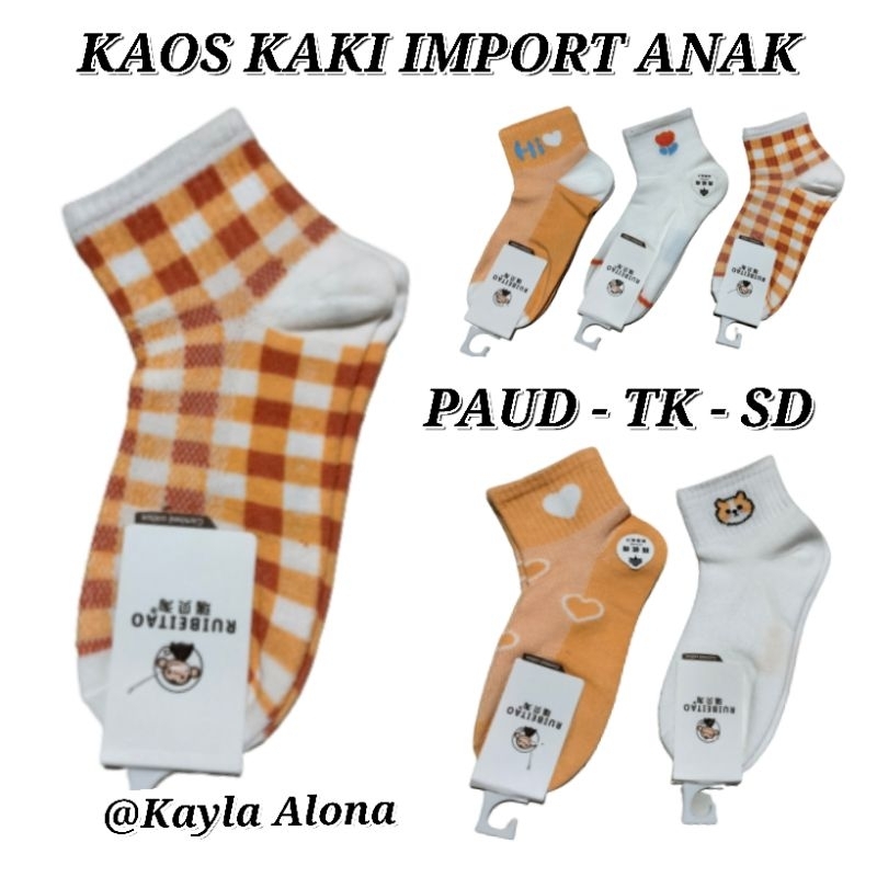 KAOS KAKI ANAK IMPORT ORANGE PUTIH