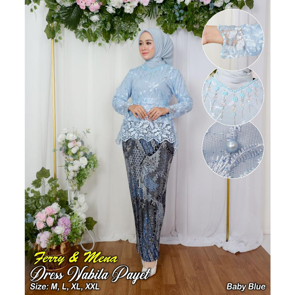 Tunik kebaya blouse nabila payet Baju lamaran pernikahan dan tunangan wisuda Kebaya modern kekinian Kebaya brukat jumbo