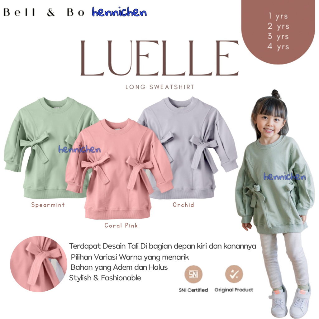 BELL AND BO LUELLE LONG SWEATSHIRT BAJU LENGAN PANJANG ANAK PEREMPUAN FASHION ANAK PEREMPUAN 1-4 TAHUN