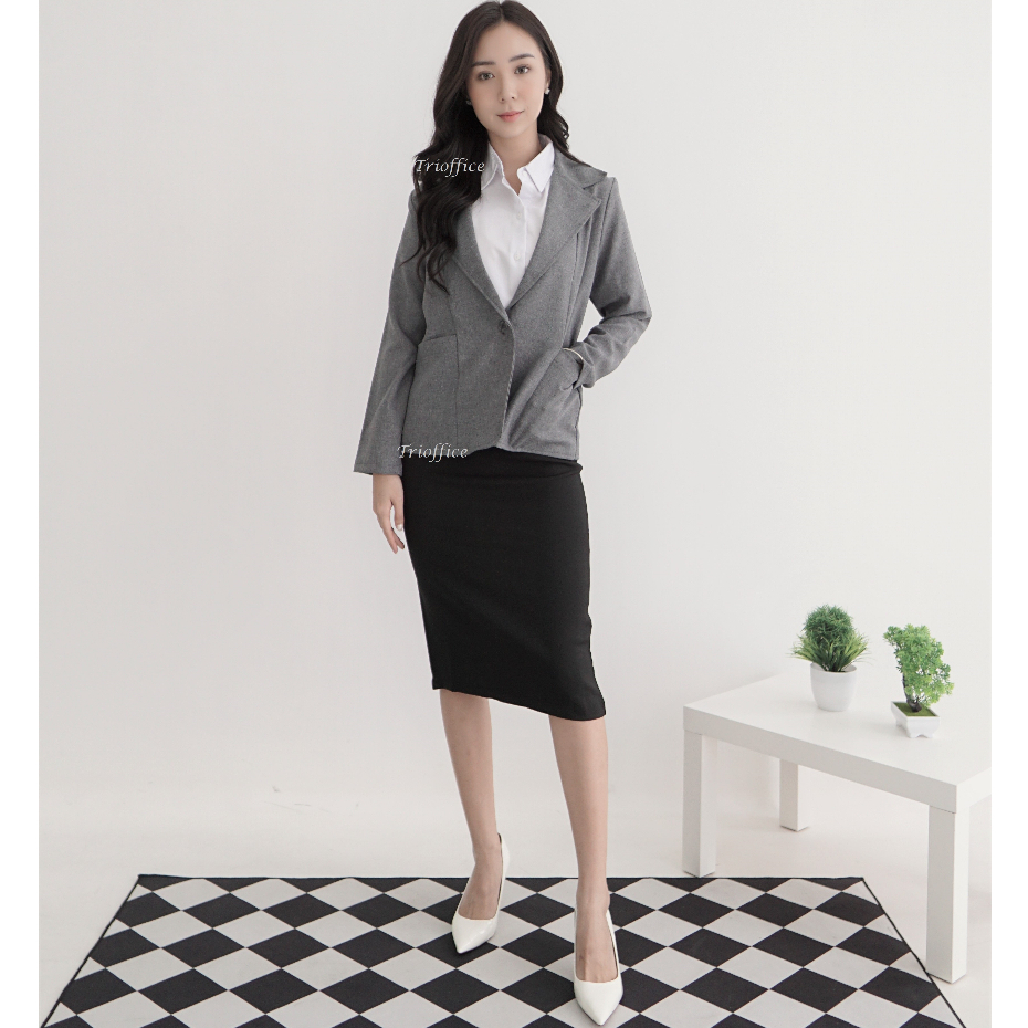 Rok Span Hitam Kerja Formal Polos Midi Sebetis 7/8