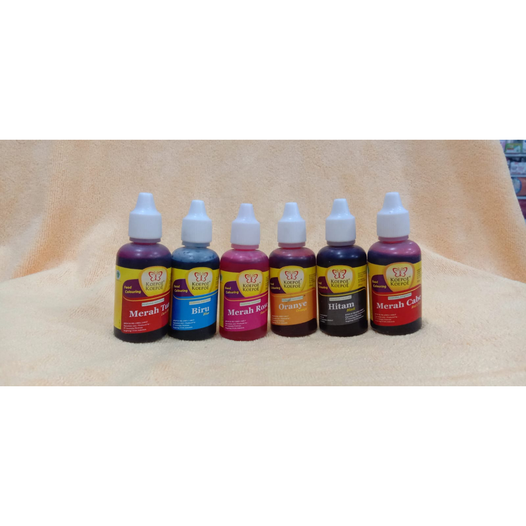 SALE! MURAH / PEWARNA MAKANAN KOEPOE KOEPOE 30ml MERAH KUNING COKELAT BIRU HITAM BANYAK WARNA / FOOD COLOURING