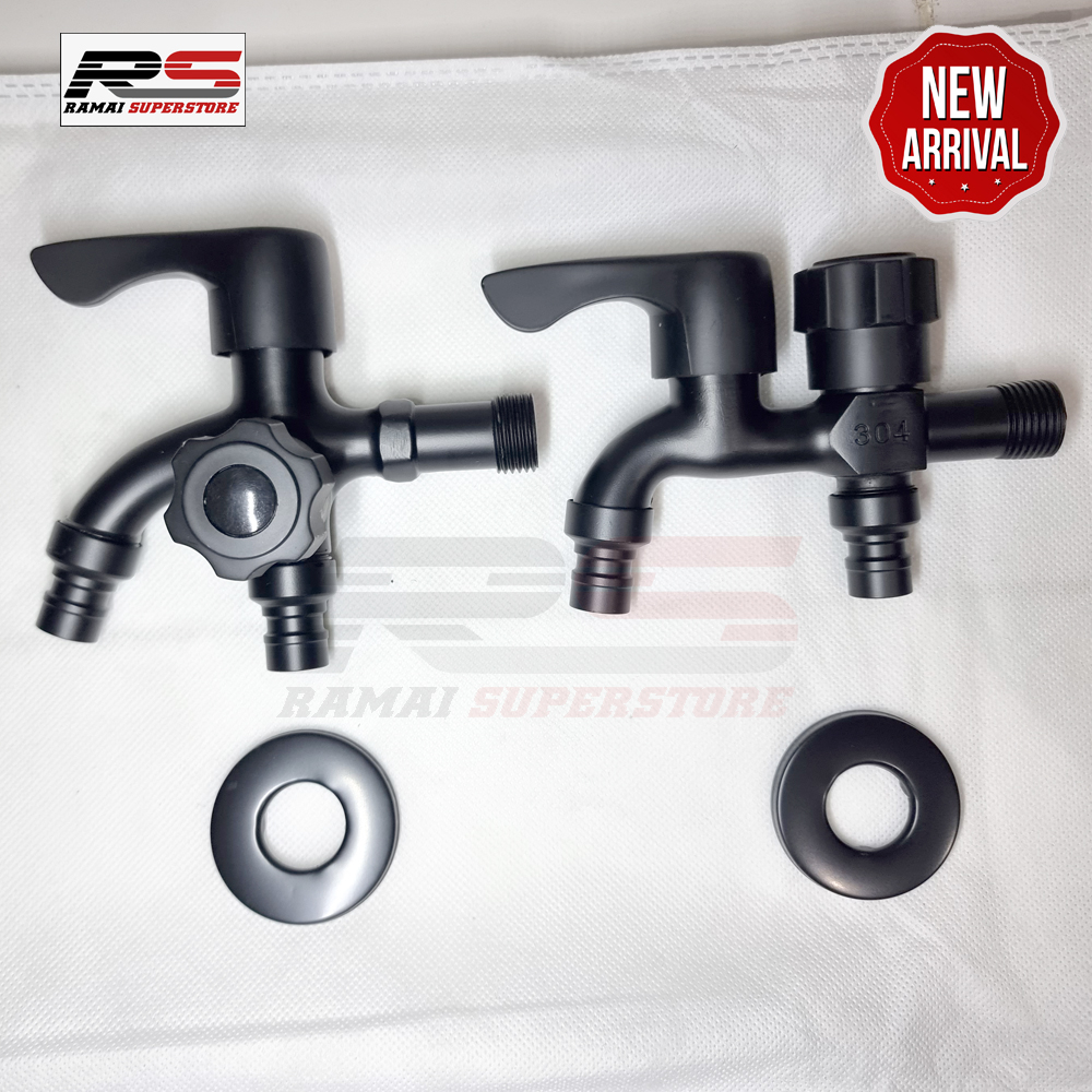 Kran Cabang Keran Shower Premium Hitam Stainless 304