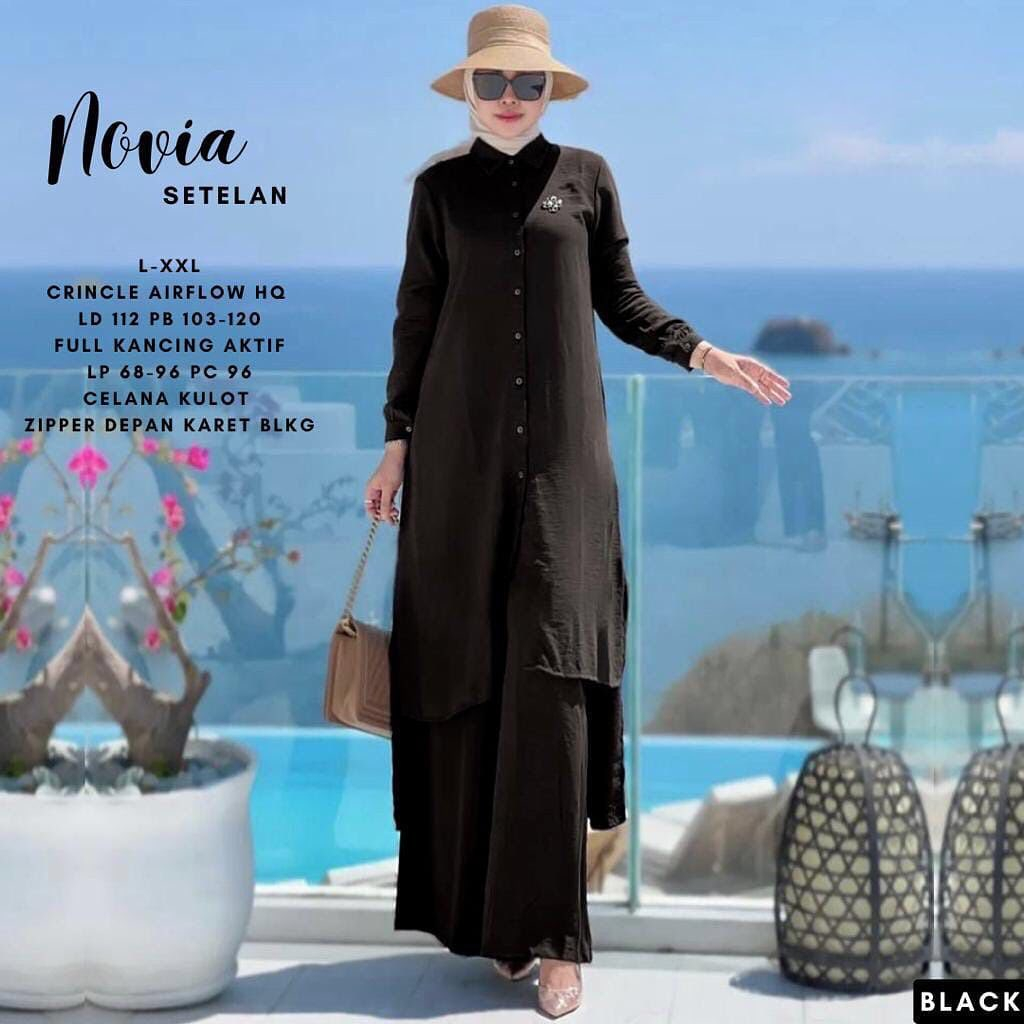 ONE SET IMPOR WANITA TERBARU 2023 Novia set Celana Pleats Cullote /Lebar Bagian Bawah /One Set Wanita Impor TREND 2023 /Aoutfit Wanita Viral Set Celana /ATASAAN SET CELANA BAHAN CRINKLE AIRFLOW